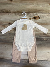 NEW Rabbit Bear Dog Print Coverall White sz 0-3m