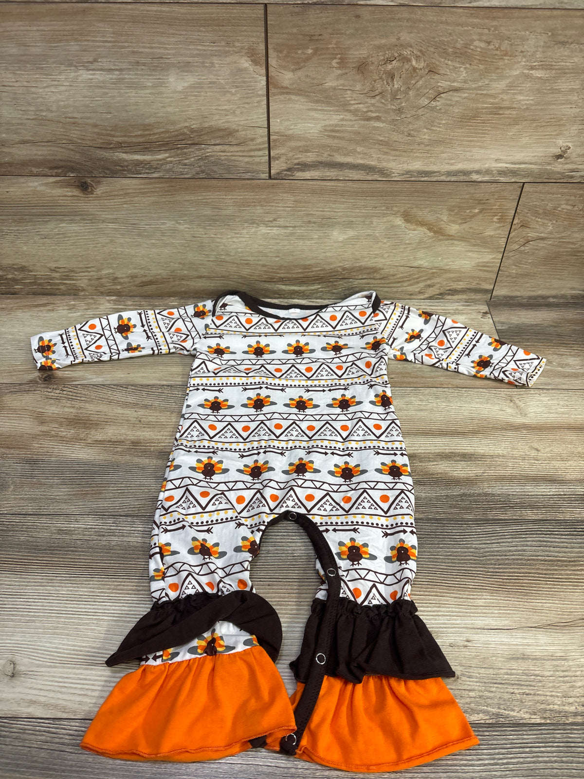 Thanksgiving Turkey Coverall White sz 12-18m