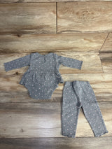 Carter's 2pc Polka Dot Waffle Knit Bodysuit Dress Set Grey sz 6m