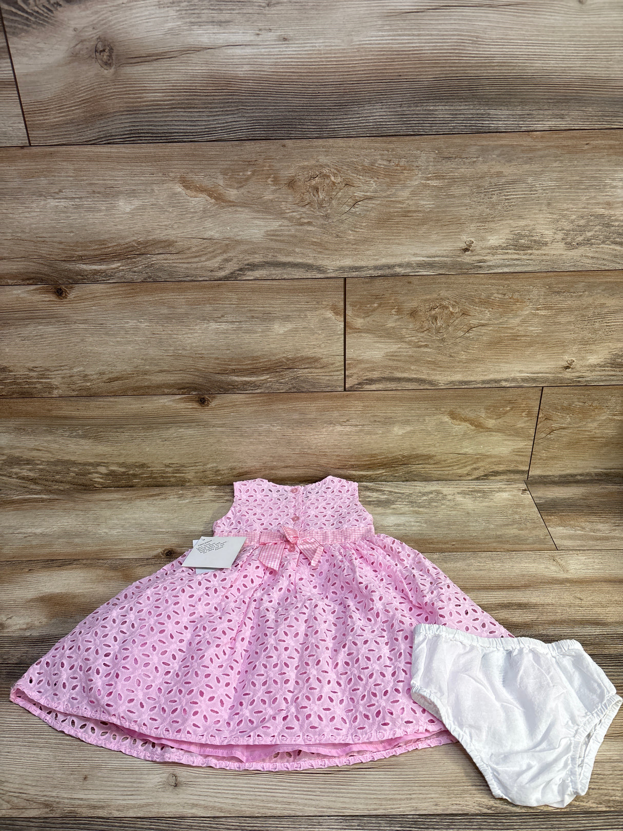 NEW Blueberi Boulevard 2pc Eyelet Dress & Bloomers Set Pink sz 24m