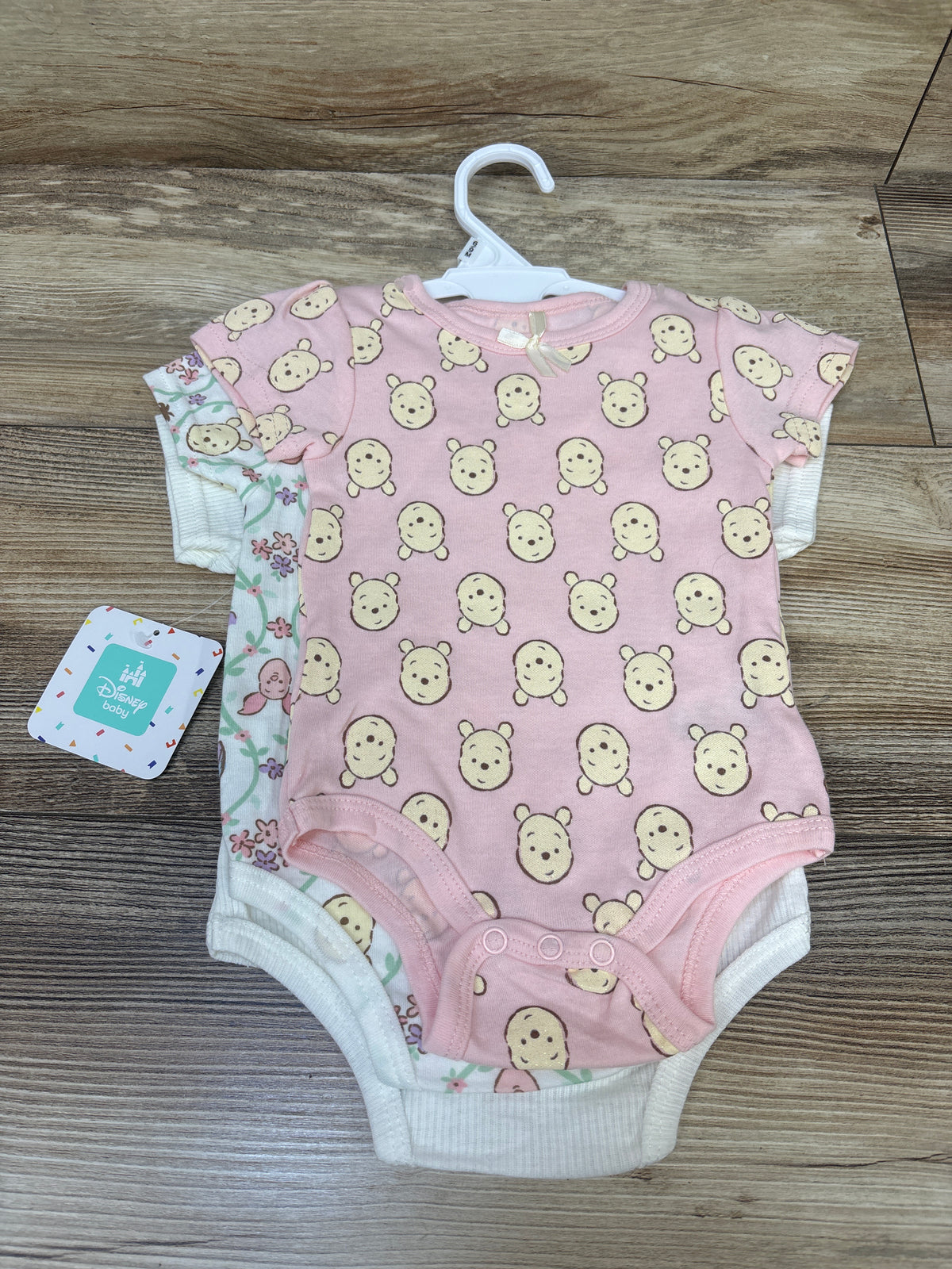 NEW Disney Baby 3pk Winnie The Pooh Bodysuits White sz 6/9m