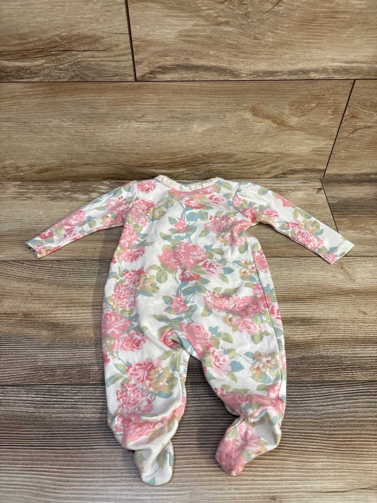 Laura Ashley Floral Side Snap Sleeper White sz 0-3m