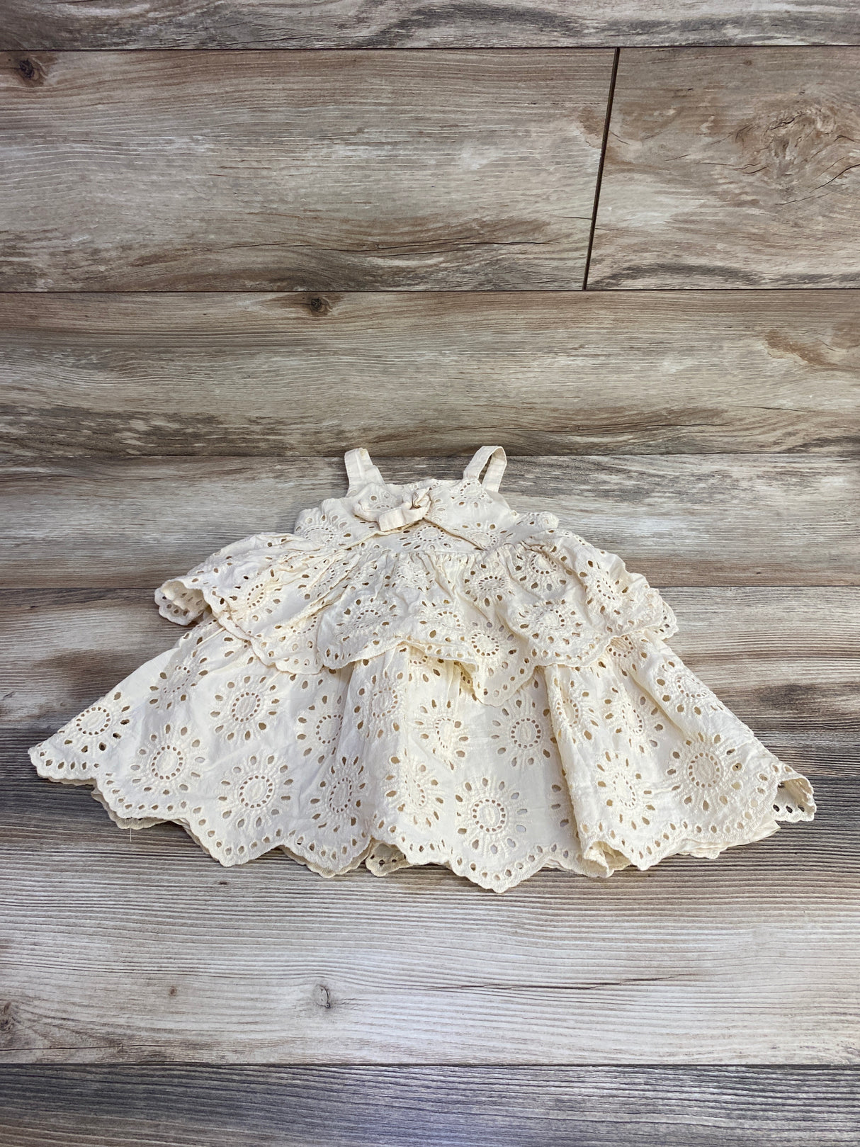 Blueberi Boulevard Eyelet Tiered Dress Cream sz 18m