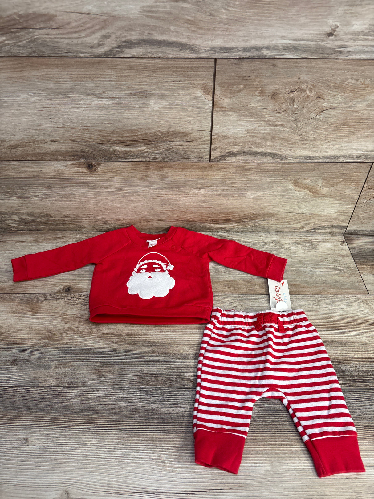 NEW Cat & Jack 2pc Santa Sweatshirt & Pants Red sz Newborn
