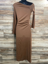 Shein Maternity One Shoulder Maxi Dress Brown sz Large