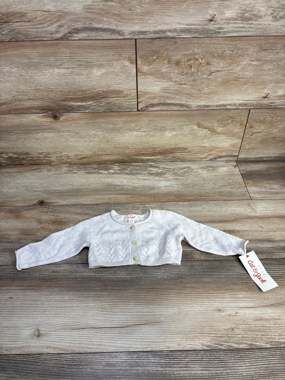 NEW Cat & Jack Cropped Long Sleeve Button-Up Shirt Cream sz 0-3m