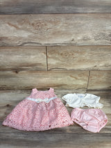 Bonnie Baby 3pc Lace Dress, Bloomers, & Cardigan Set Pink sz 6-9m
