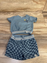 Rabbit + Bear Organic 2pc Shirt & Shorts Set Blue sz 12m