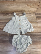 Rabbit + Bear Organic 2pc Button Front Dress & Bloomers Set Mint sz 3-6m