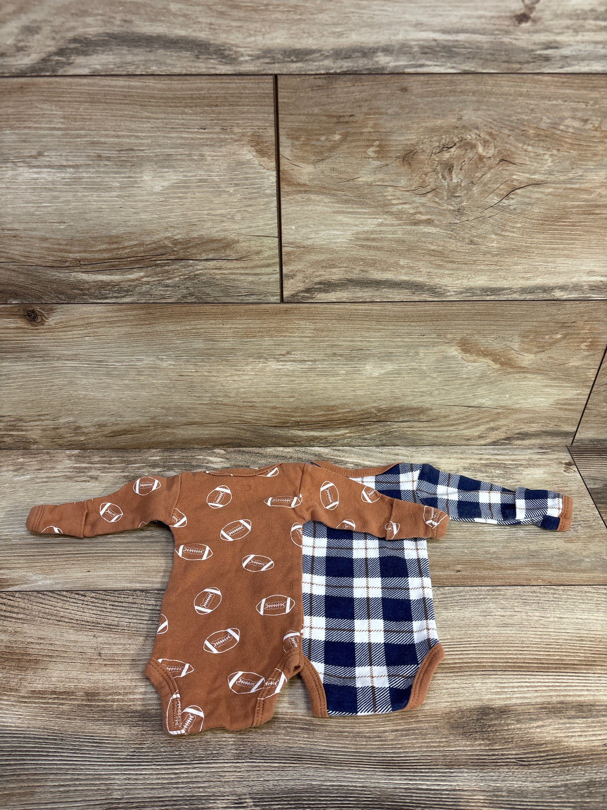 Hudson Baby 2pk Plaid Bodysuits Set Blue Preemie