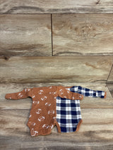 Hudson Baby 2pk Plaid Bodysuits Set Blue Preemie