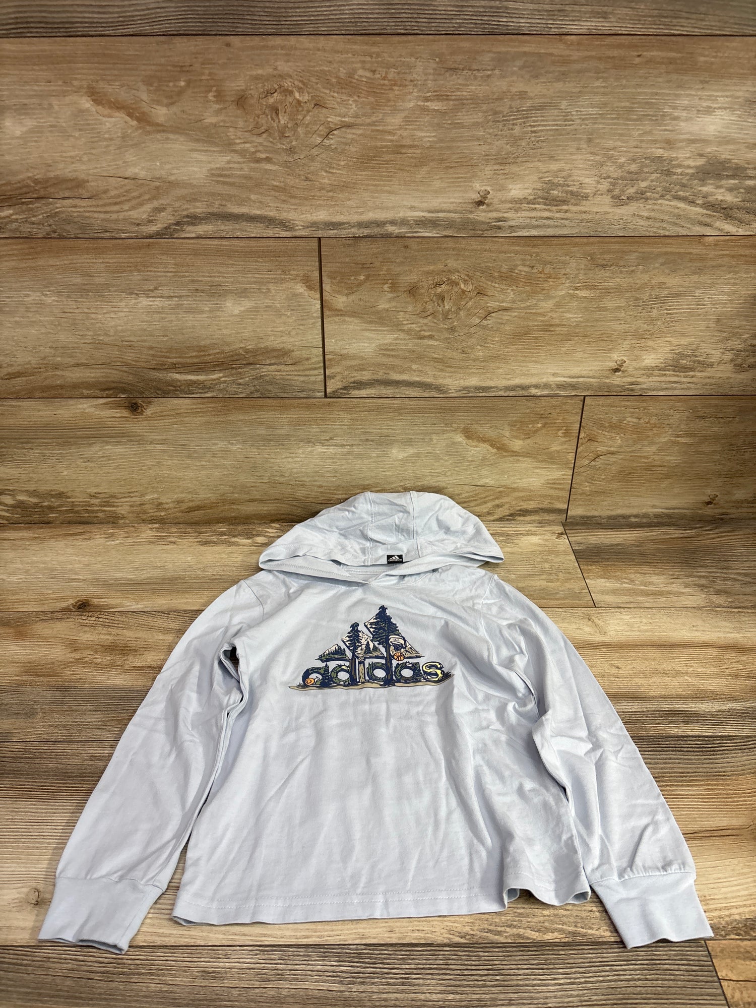 Adidas Hooded Long Sleeve Shirt Blue sz 5T