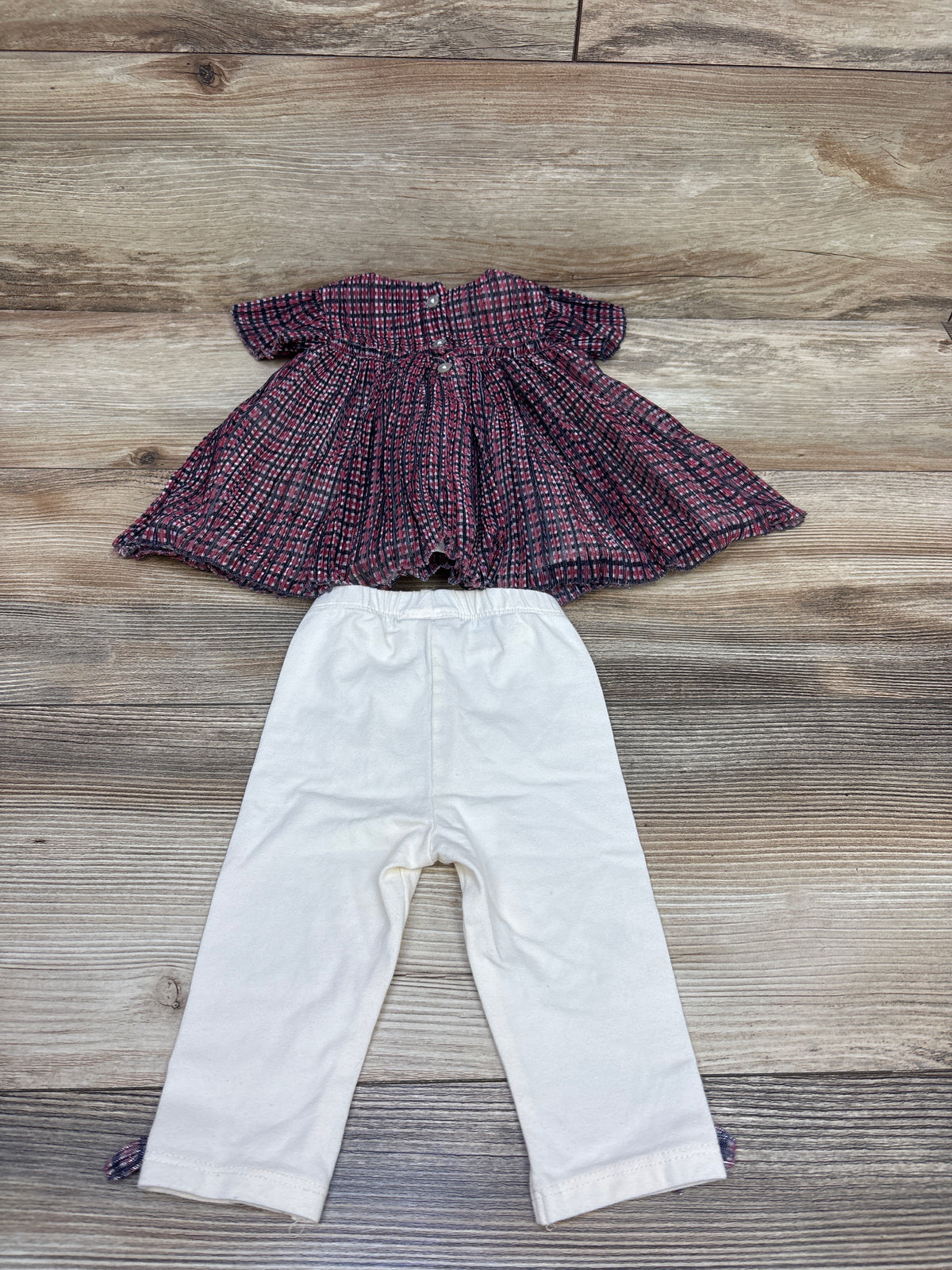First Impressions 2pc Plaid Dress & Leggings Set Red sz 0-3m