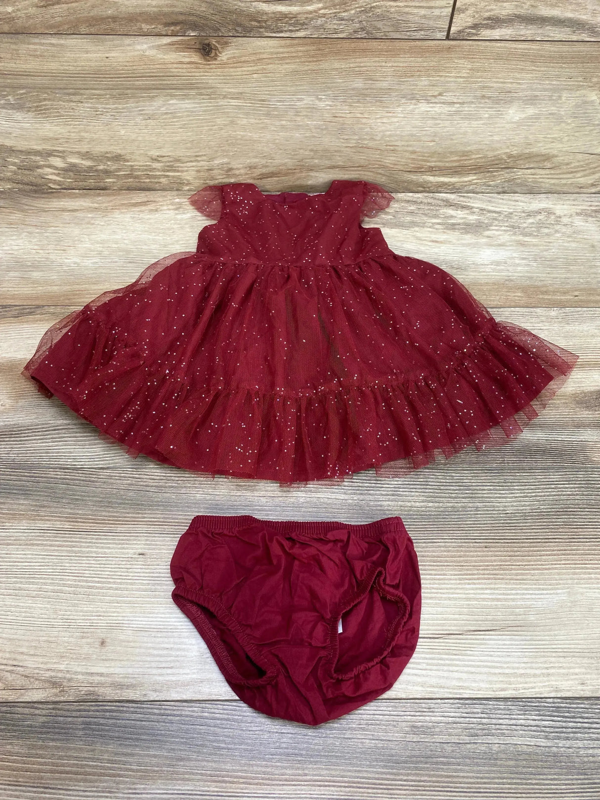 Just One You 2pc Dress & Bloomers Burgundy sz 6m