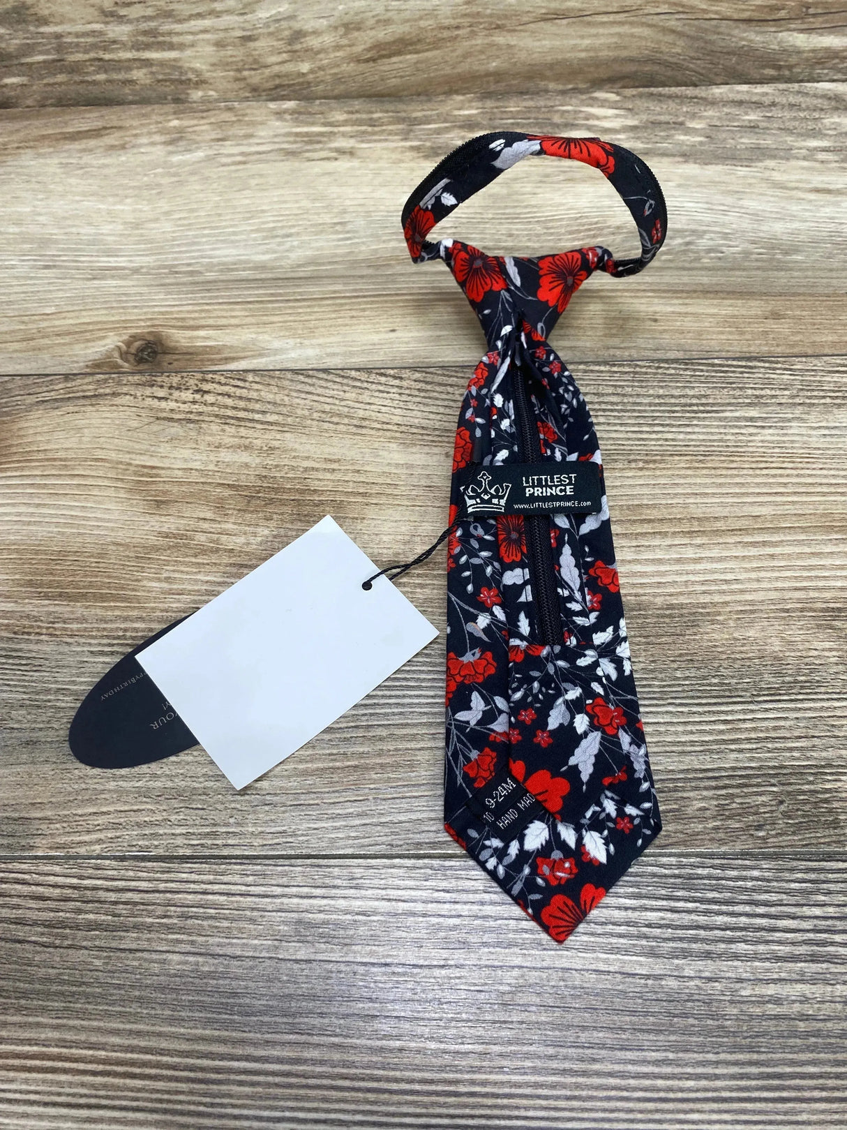 NEW Littlest Prince Floral Print Tie Black Sz 9-24m