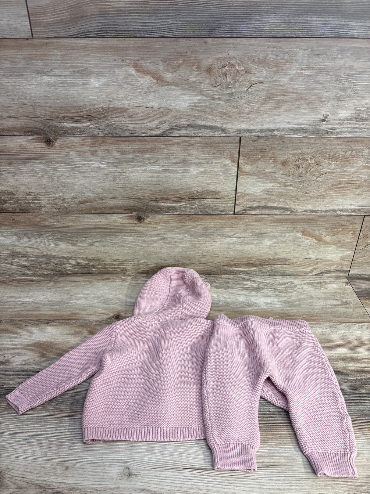 Garter Knit Sweater & Pants Set Pink sz 9m