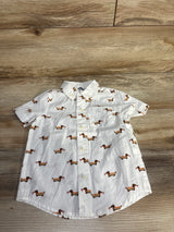 Janie & Jack Hot Dog Poplin Button-Down Shirt White sz 2T