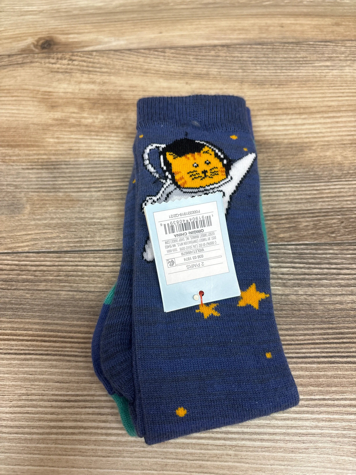 NEW Cat & Jack Knee-High Socks Astronaut Cat 2pk sz Medium 9c-2.5Y