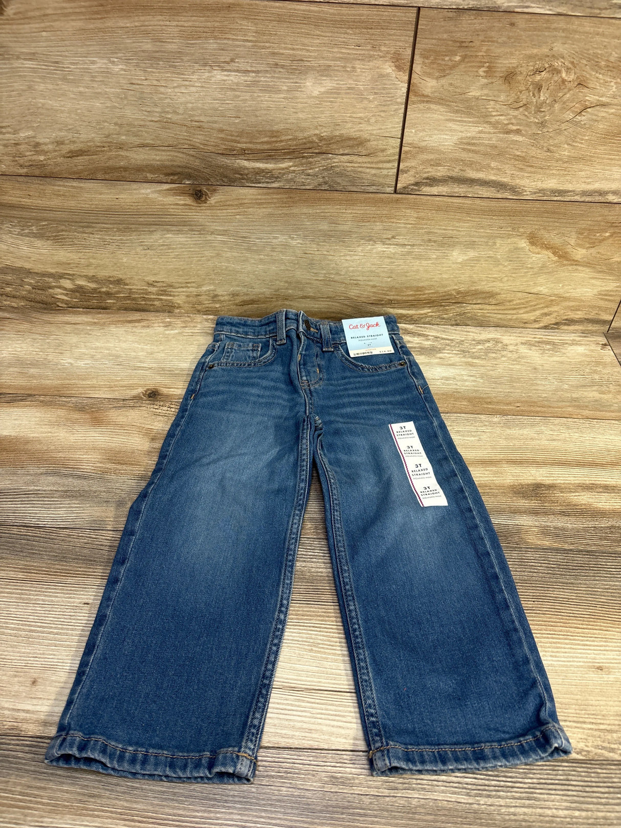 NEW Button-Front Relaxed Straight Jeans Blue sz 3T