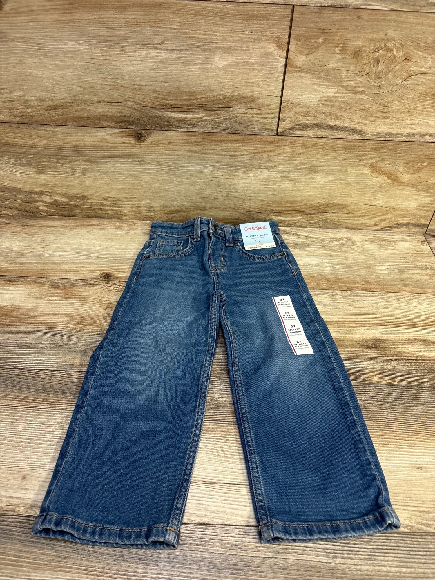 NEW Button-Front Relaxed Straight Jeans Blue sz 3T