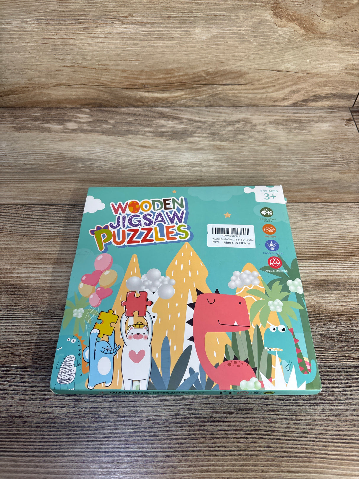 NEW Slotic 3pk Wooden Jigsaw Puzzles - Dinosaur, Farm, & Ocean
