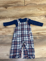 Lil Lad 2pc Bodysuit & Plaid Overall Set Blue sz 6-9m