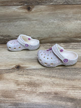 Crocs Classic Glitter Clogs With Minnie Mouse Jibbiz White Sz 7c