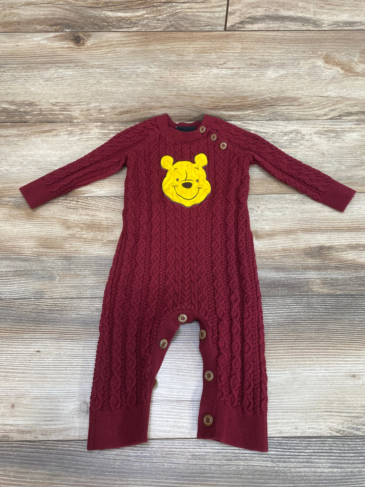 BoxLunch  Disney Winnie the Pooh Maroon Cable Knit Coverall sz 12m