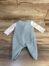 Just One You 2pc Long Sleeve Shirt & Knit Overalls Set White sz 3m
