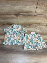 NEW Bluey 2pc Button Up Gauze Shirt & Shorts Set Cream sz 3-6m