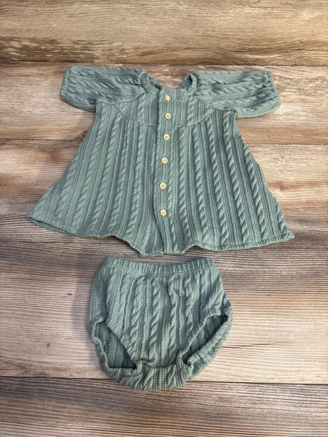 Ettie H 2pc Cable Knit Dress & Bloomers Green sz 0-3m - Me n Mommy To Be