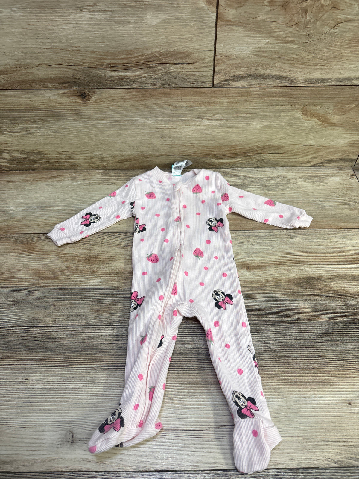 Disney Baby Minnie Mouse Ribbed Sleeper Pink sz 3-6m