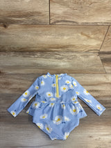 Carter's 1pc Long Sleeve Peplum Rash Guard Swimsuit Blue sz 3m