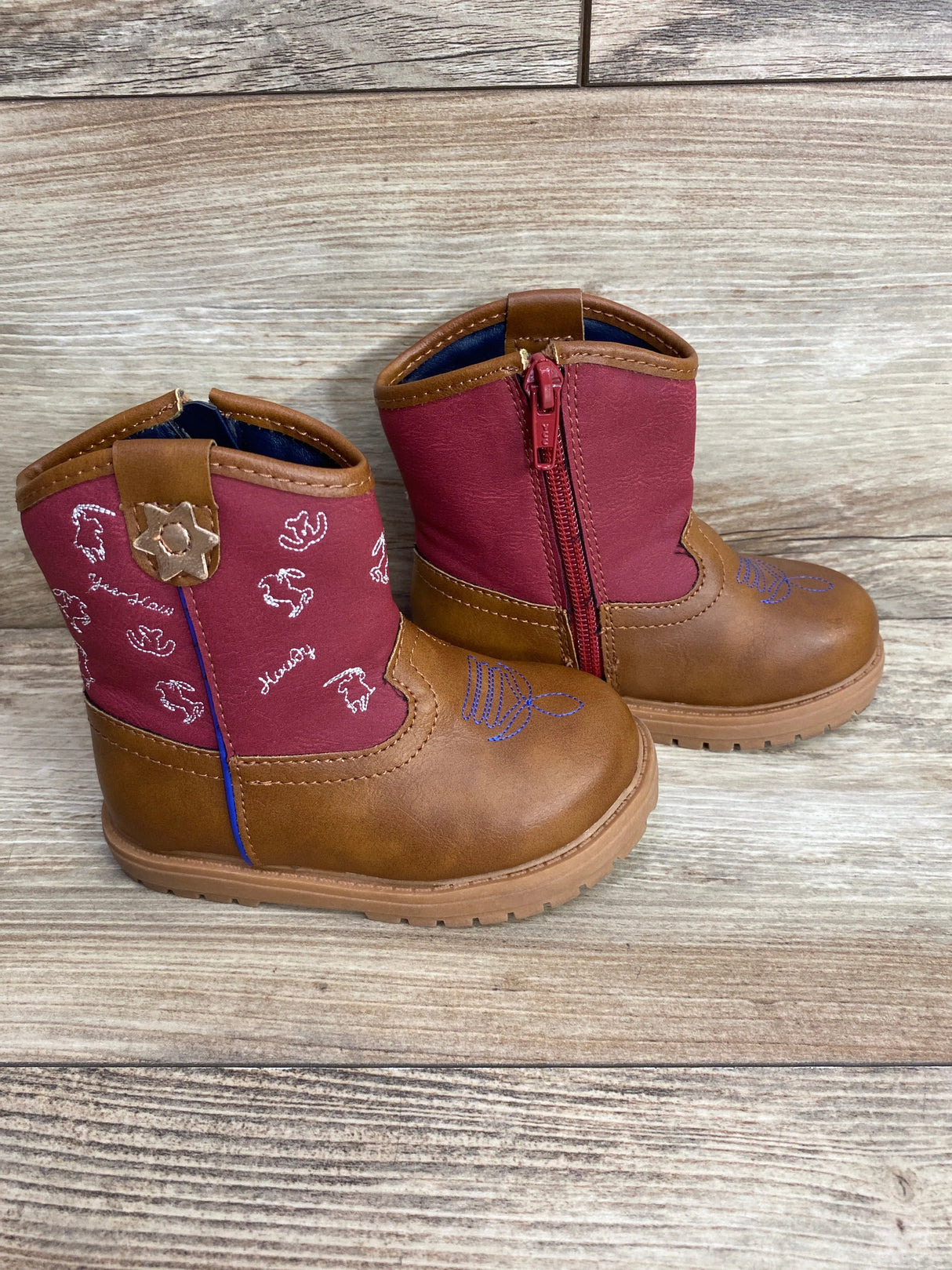 Wonder Nation Western Cowboy Boots Brown sz 6c