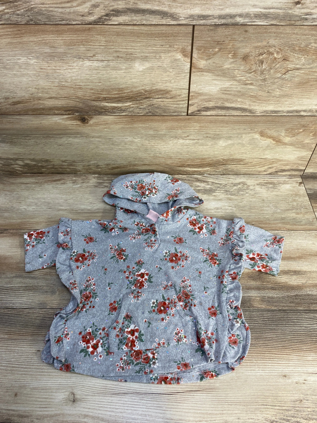 Little Lass Floral Winged Hoodie Grey sz 24m