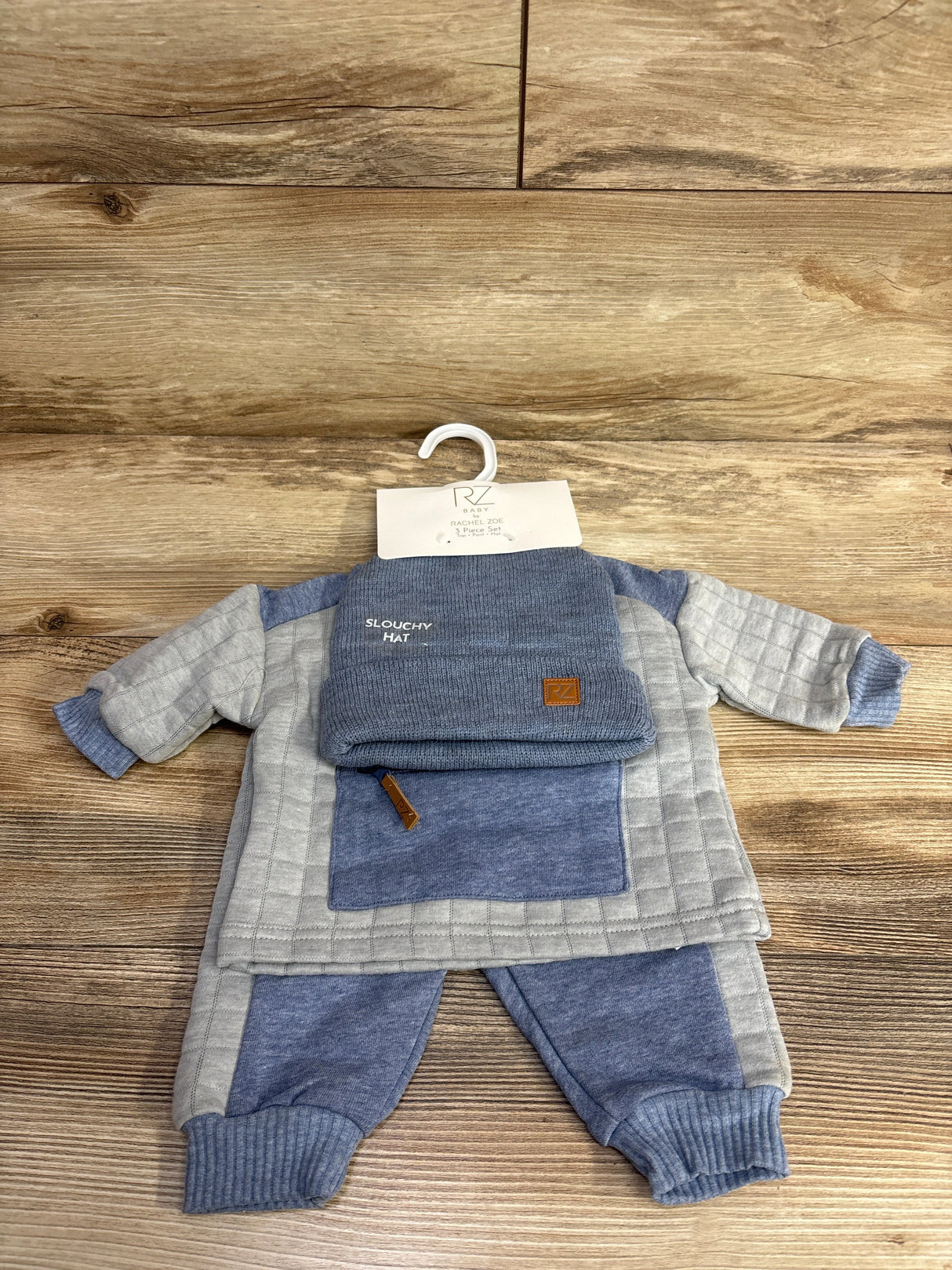 NEW Rachel Zoe 3pc Quilted Sweatshirt & Joggers Set Blue sz 0-3m