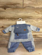 NEW Rachel Zoe 3pc Quilted Sweatshirt & Joggers Set Blue sz 0-3m