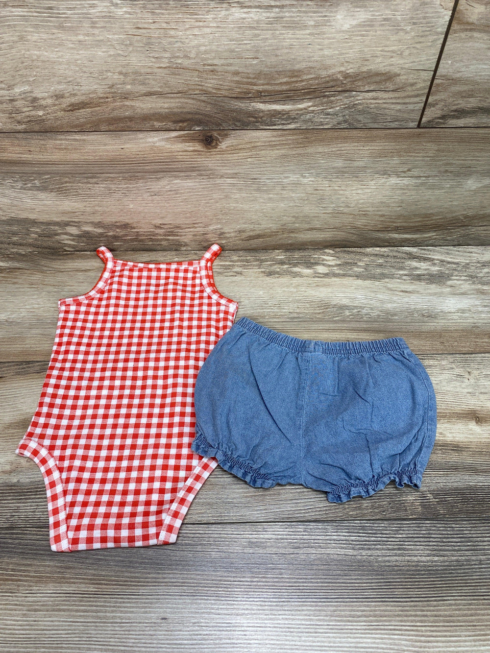 Carter's Red 2pc Gingham Bodysuit & Shorts sz 9m - Me 'n Mommy To Be