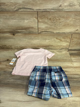 NEW Nautica 2pc Logo Shirt & Shorts Pink sz 12m