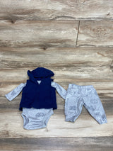 Just One You 3pc Hooded Vest Set Navy/Grey sz 3m