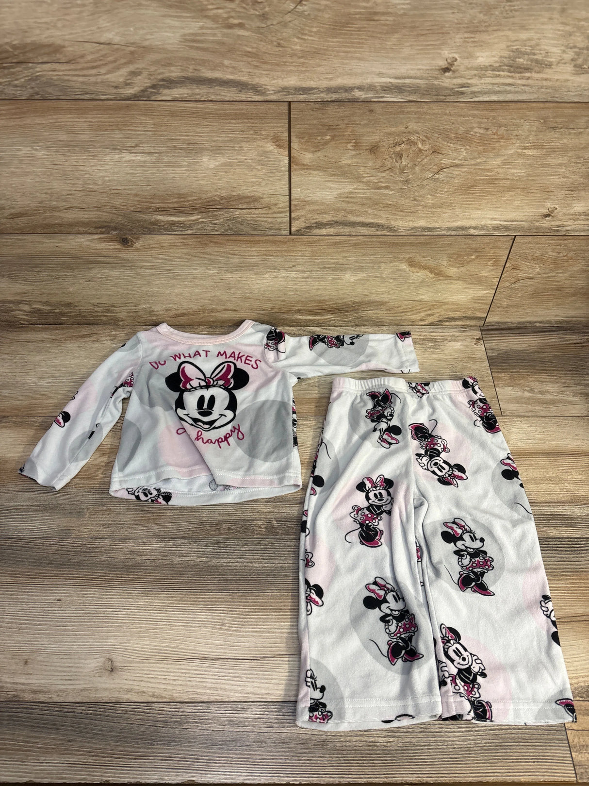 Disney Junior 2pc Minnie Do What Make's You Happy Pajama Set Grey sz 2T
