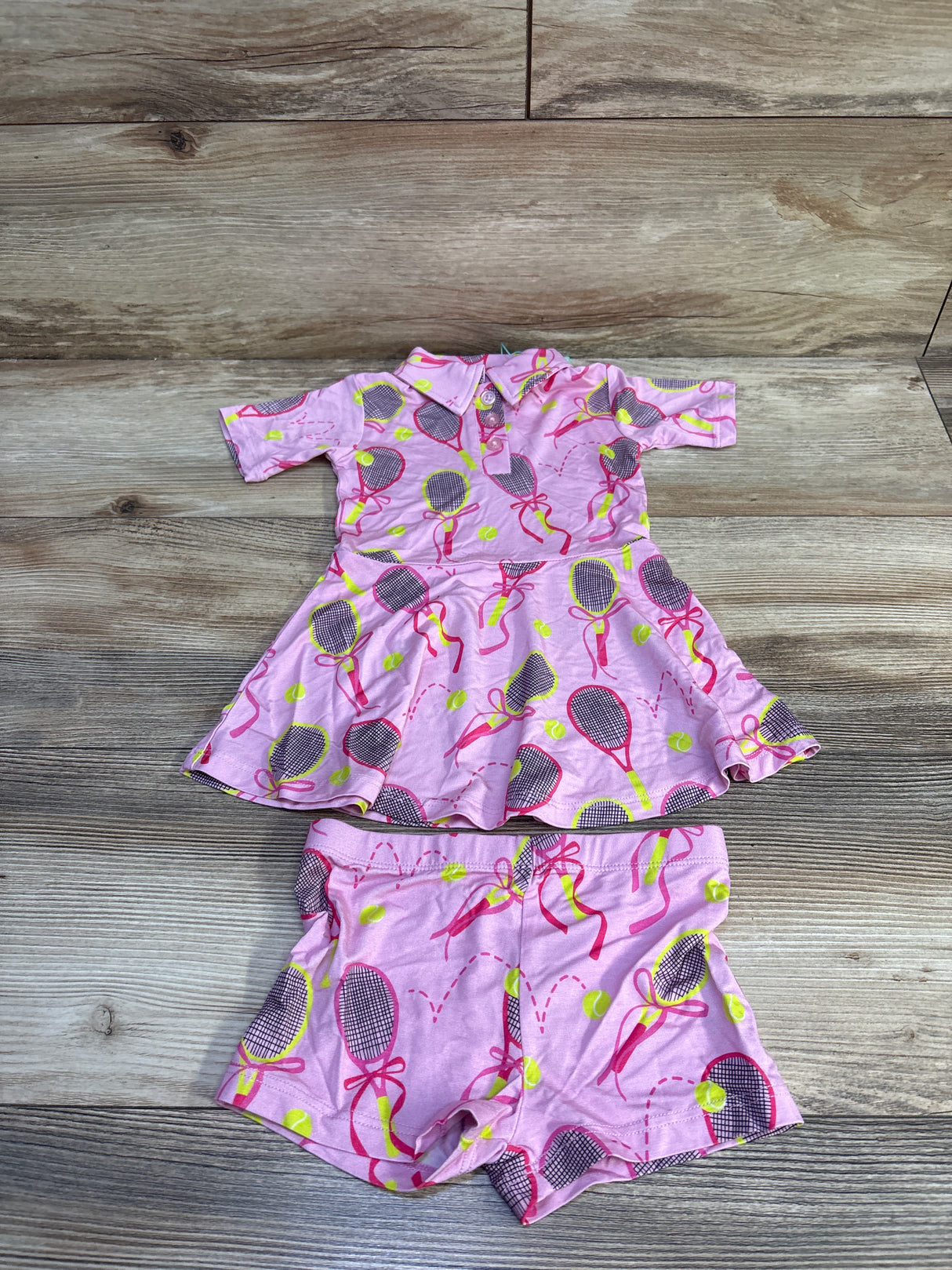 NEW Gigi & Max 2pc Serena Tennis Polo Dress & Shorts Set Pink sz 18-24m