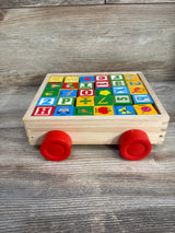 AToyLink ABC Wooden Stacking Blocks Pull Cart