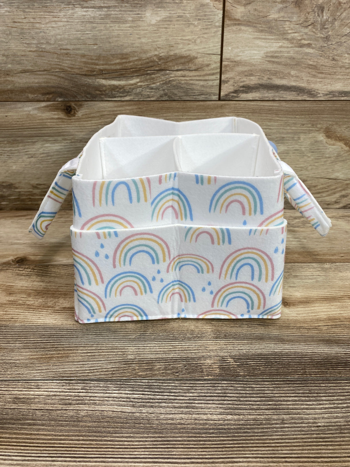 NEW Sammy & Lou Felt Portable Diaper Caddy Painted Rainbow