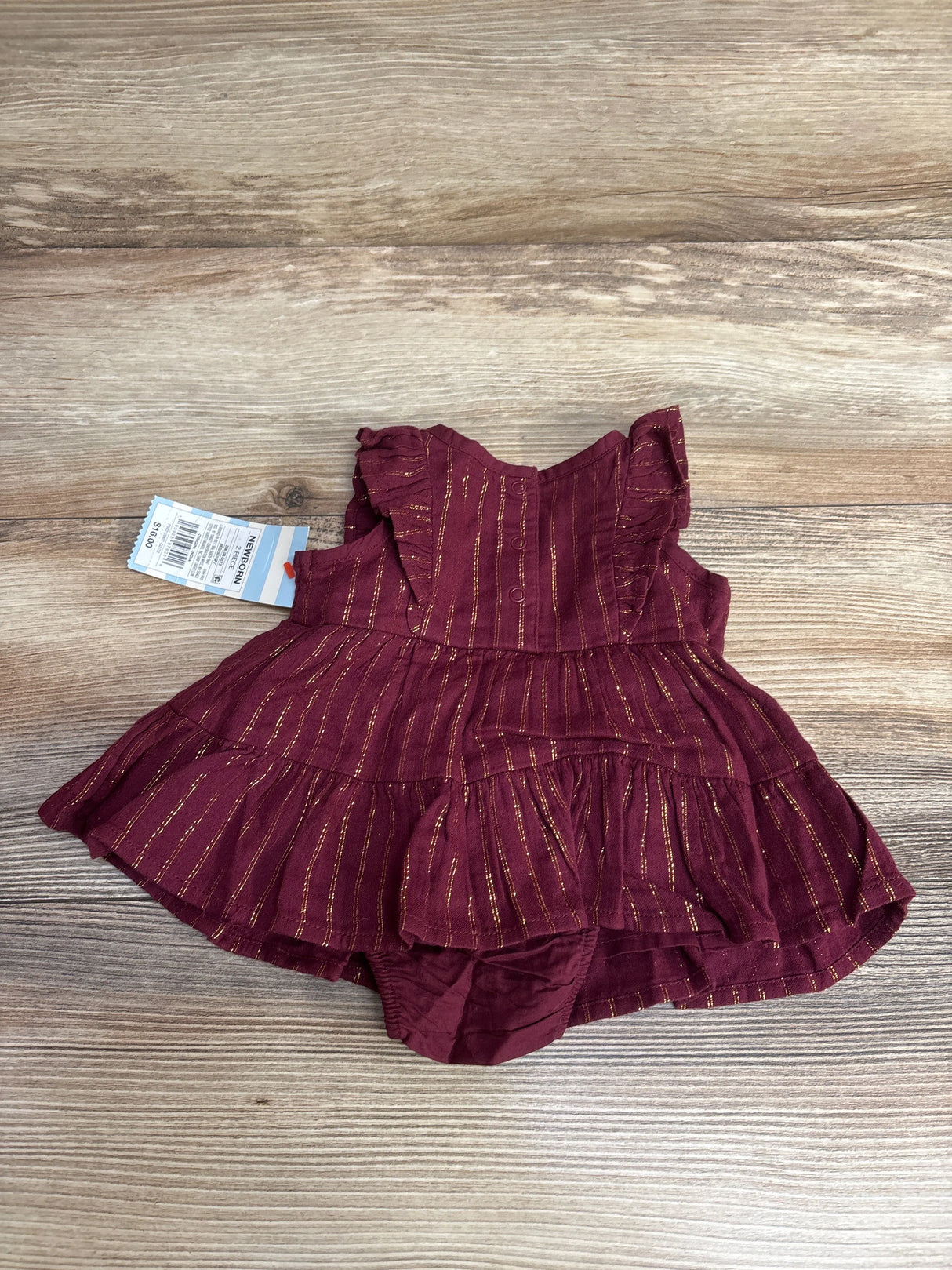 NEW Cat & Jack Metallic Bodysuit Dress Burgundy sz Newborn