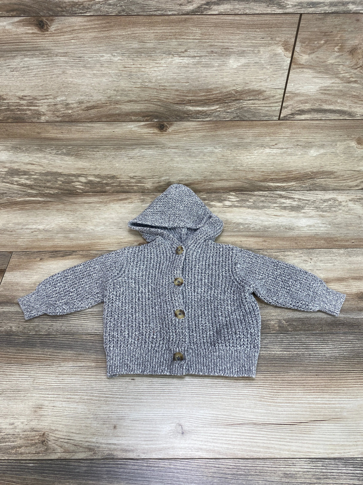 Old Navy Hooded Button-Front Knit Cardigan Grey sz 12-18m