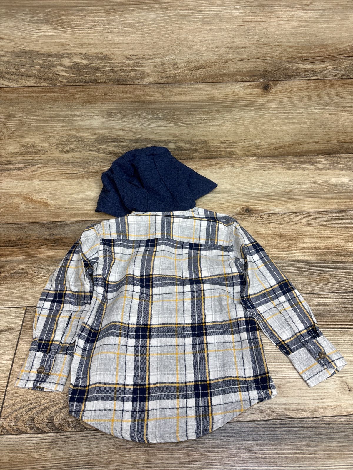 Carter's Hooded Button-Up Flannel Shirt Blue sz 2T