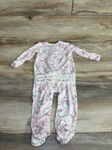 Caden Lane Snowman Zipper Ruffle Footie Pink sz 3-6m