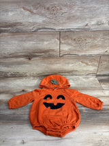 Old Navy Hooded Critter Fleece Jack-O'-Lantern Romper Orange sz 6-12m