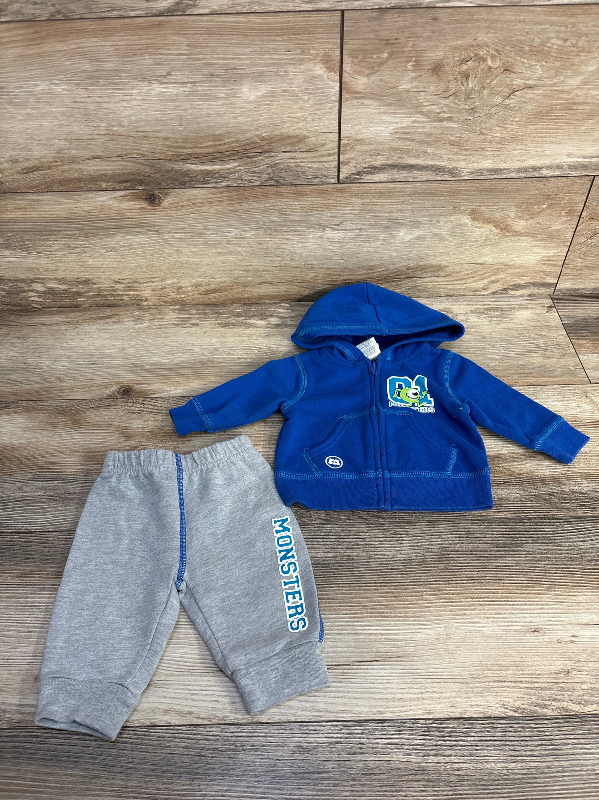 Disney Baby 2pc Monster University Full Zip Hoodie & Jogger Set Blue sz 0-3m